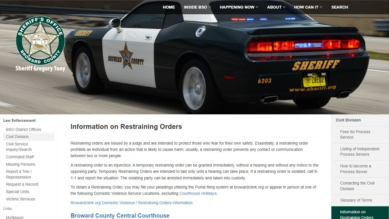 Restrainingorders | Broward County - Broward County Sheriff's Office
